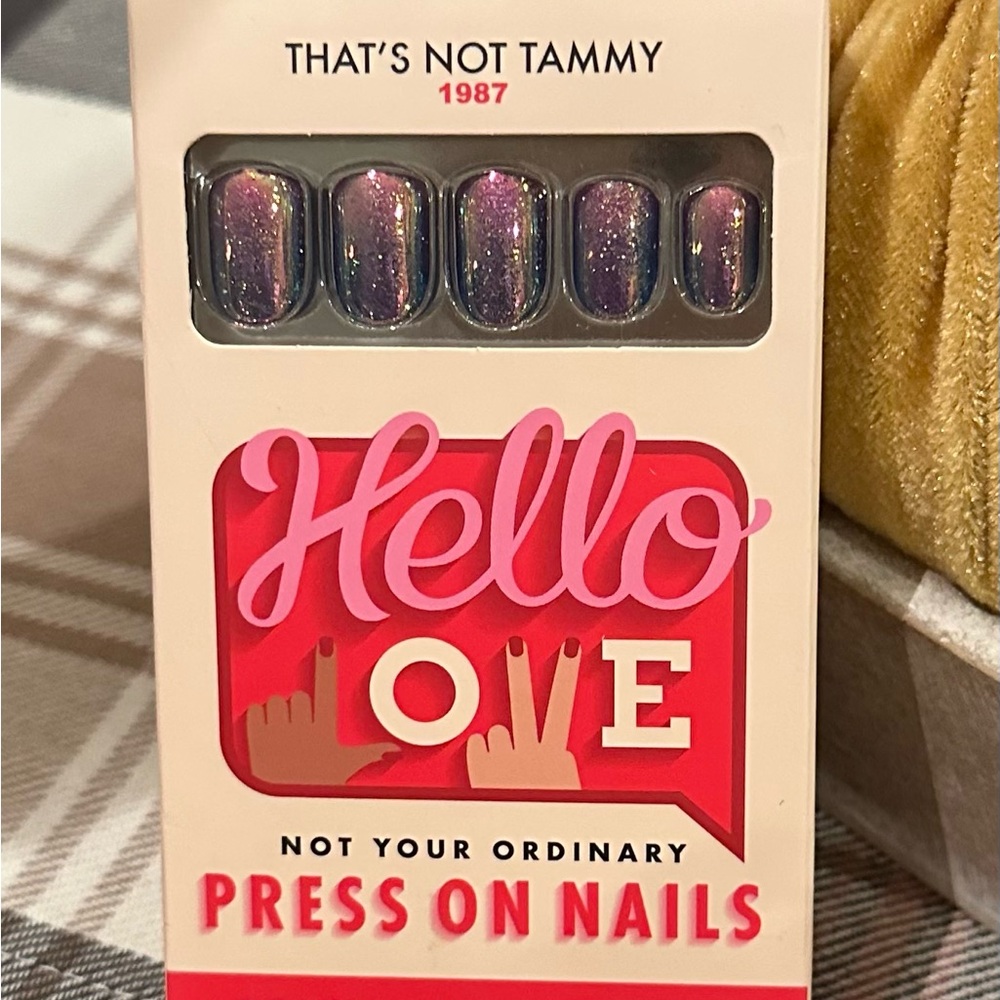 Hello Love Purple Glitter Press On Nails